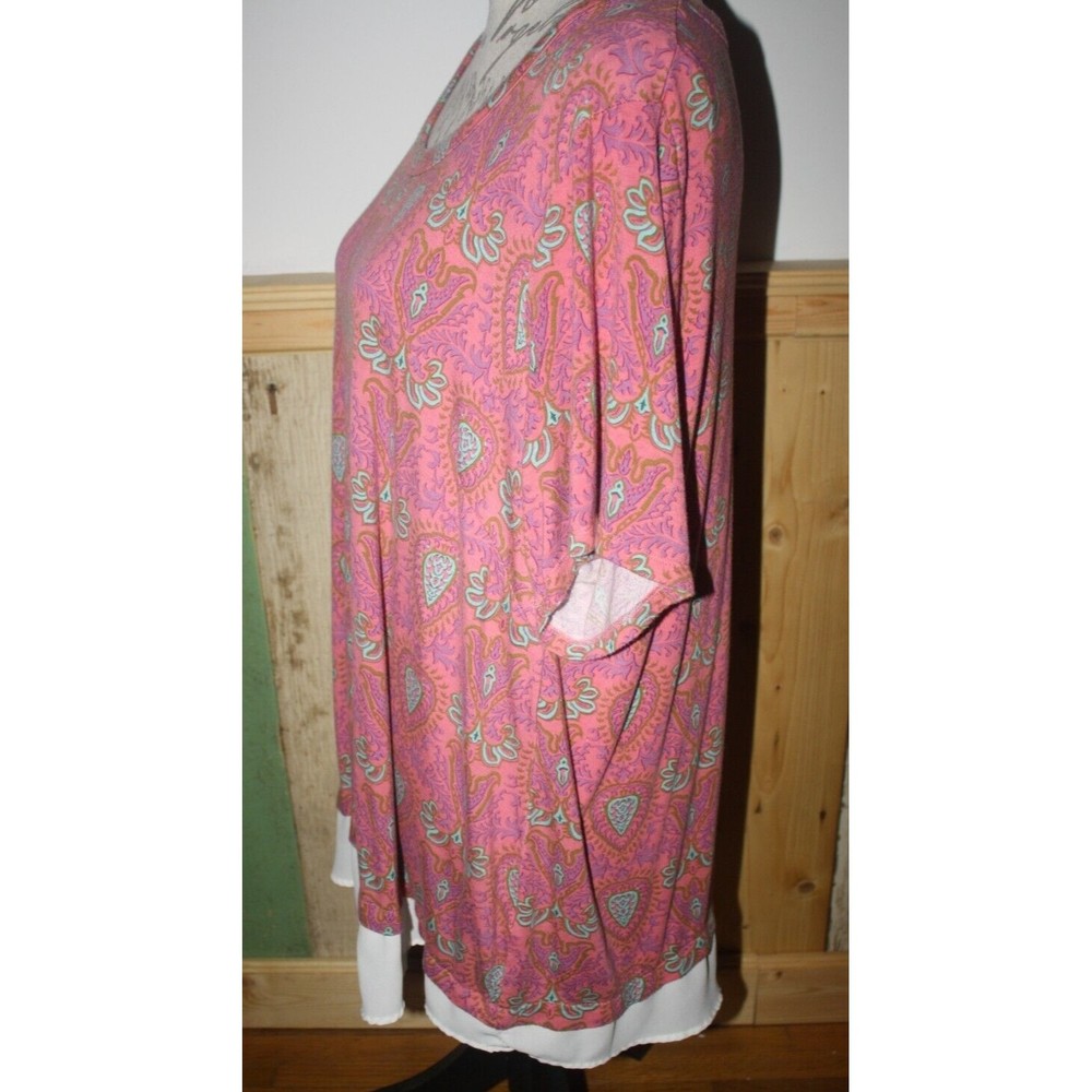Rose + Olive Women's Top XXL 2XL Coral Purple Rayon Pullover Blouse Tunic Ladies - Picture 7 of 10